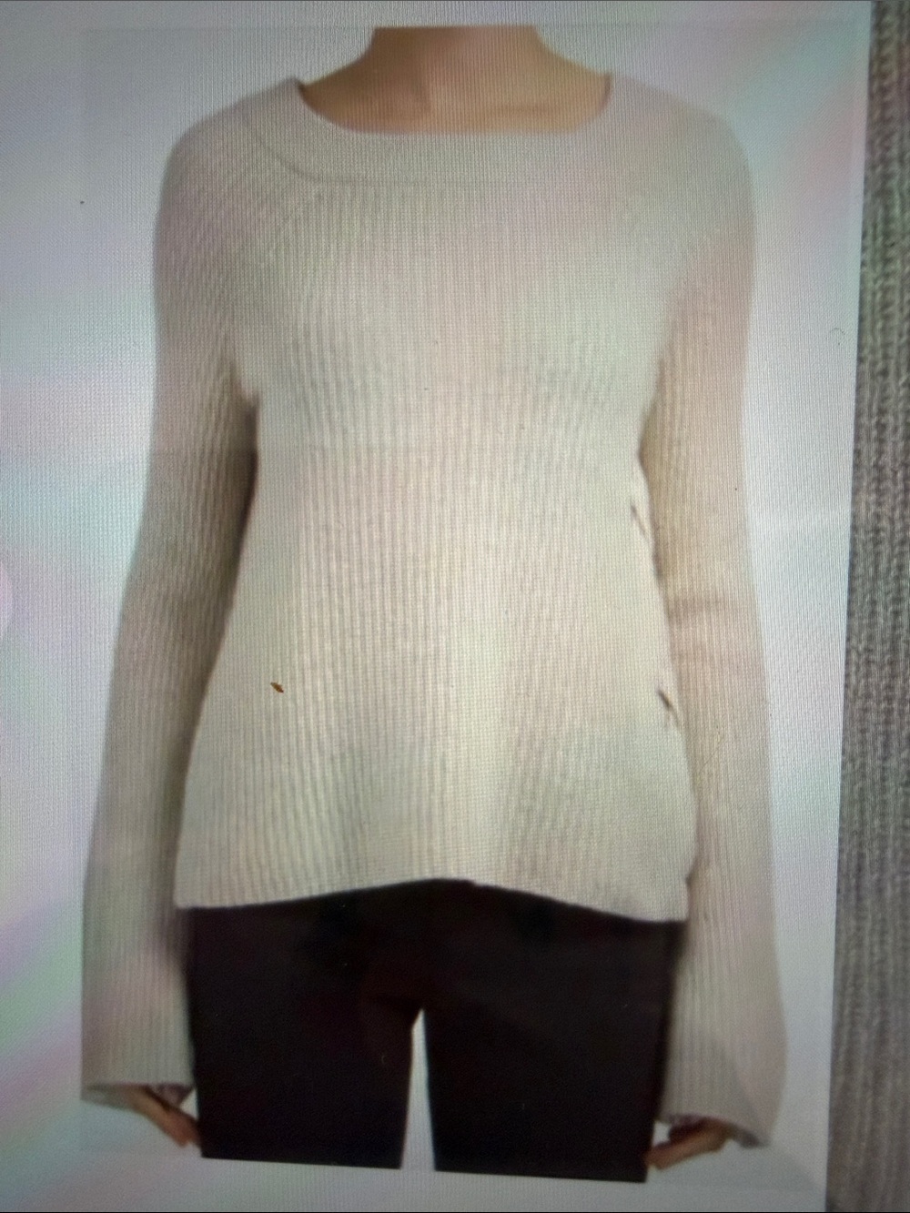 Only Mine Beige Ribbed Crewneck Sweater with Side Braid - Picture 12 of 12